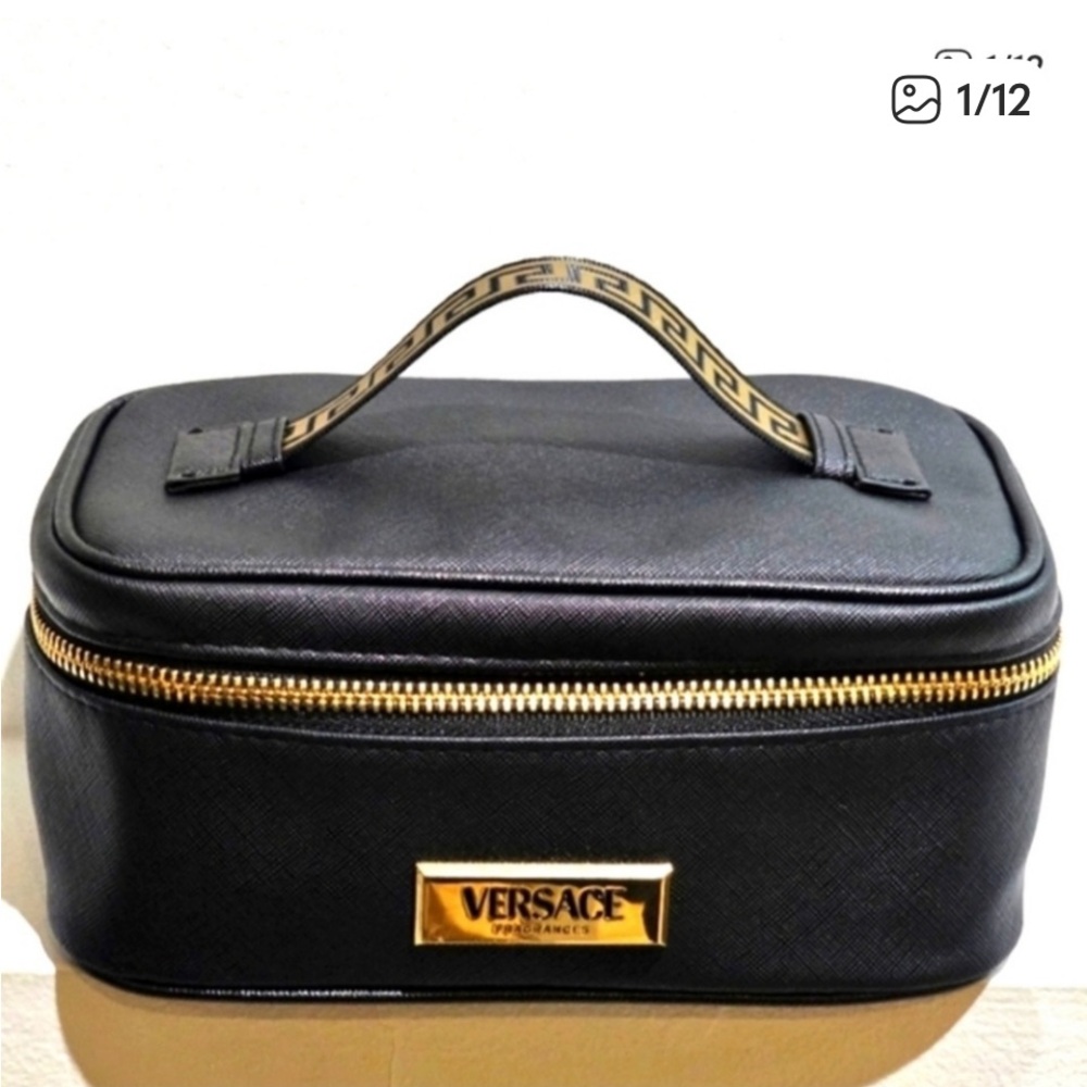 Versace Black and Gold Toiletry Bag Vanity Case Parfums Collection - Picture 1 of 9